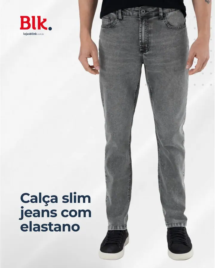 Jeans bonito ou confortável? Com elastano, você não escolhe leva os dois. A modelagem slim veste moderna e marca no ponto cer